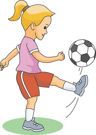 girl kicking soccer ball cartoon clipart