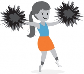 girl performing cheer with baton handle poms gray color