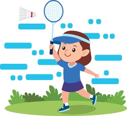 girl playing badminton hit shuttlecock lipart