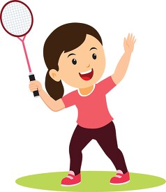 girl playing badminton sports clipart