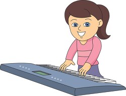 girl playing electric piano clipart