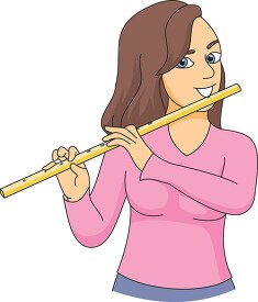 girl playing flute clipart