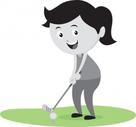 girl playing golf green gray color