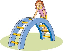 girl playing on climbing structure at playground