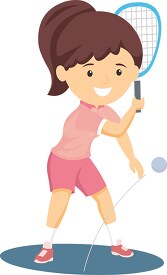 girl playing racquetball vector clipart 2