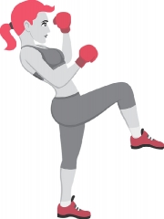girl practicing kick boxing gray color 317