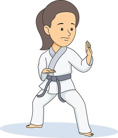 girl practicing martial arts clipart