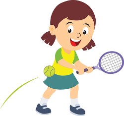 girl preparing to hit tennis ball clipart