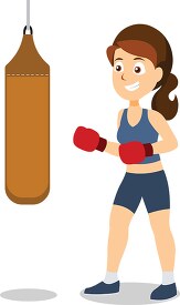 girl punching boxing bag clipart