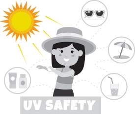 girl represents sun safety UV protection gray color