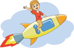 girl riding on rocket