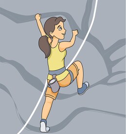 girl rock climbing wearing safety gear harness clipart 59734