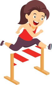 girl running in hurdle race clipart