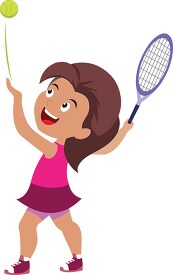 girl servering ball playing tennis clipart