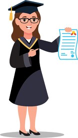 girl showing off her hard earned degree graduation day clipart