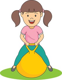 girl sitting large bouncy ball clipart