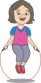 girl skipping jumping rope clipart