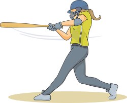 girl softball player swings bat