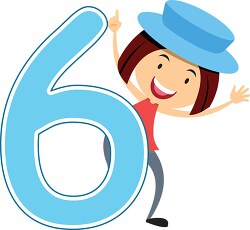 girl standing with number six math clipart 6920