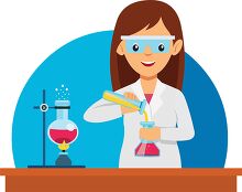 girl student in laboratory  performing experiment science clipar