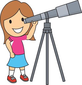 girl using a telescope on a tripod