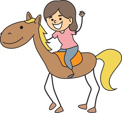girl waving riding horse