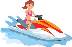 girl wearing bathing suit riding jet ski clipart