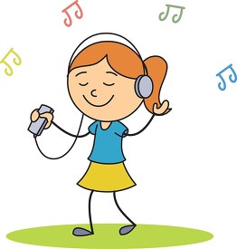 girl wearing headphones listening music