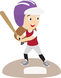 girl wearing helmet at bat at plate softball sports clipart
