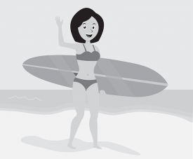 girl wearing two piece bathing suit holding surfboard on beach g