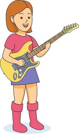 girl wears pink boots playing guitar clipart