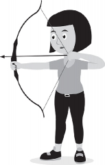 girl with bow and arrow archery sports gray color