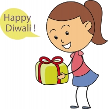girl with diwali gift