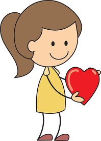 girl with heart in hands clipart