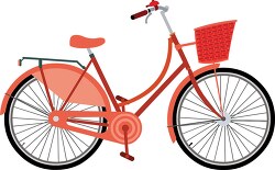girls two wheeled bicycle with basket clipart