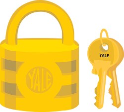gold pad lock and key clipart