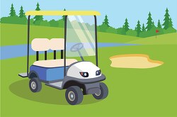 golf cart front view on a golf course clipart