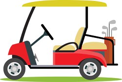 golf cart with golf bag in back side view clipart