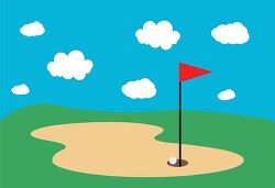 golf course with flag clipart