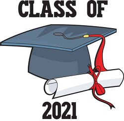 graduate class of 2021 cap diploma clipart 2