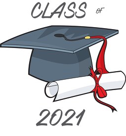 graduate class of 2021 cap diploma clipart