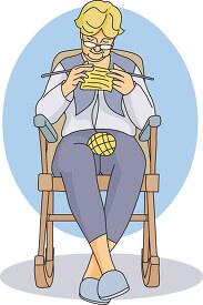 grandmother knitting in rocking chair