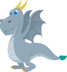 gray dragon with yellow horns clipart