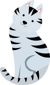 gray stripped cute cat vector clipart
