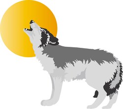 gray wolf orange moon clipart