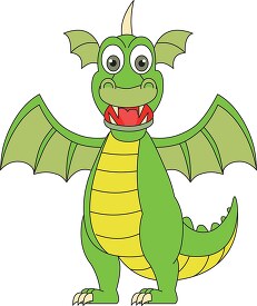 green dragon with open wings clipart