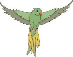 green parrot open wings clipart