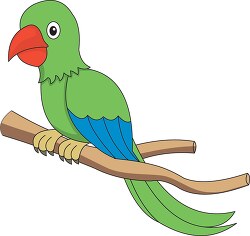 green parrot red beak on tree branch clipart