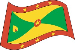 Grenada flag flat design wavy clipart