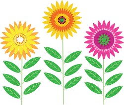 group brightly colored flowers clipart 016